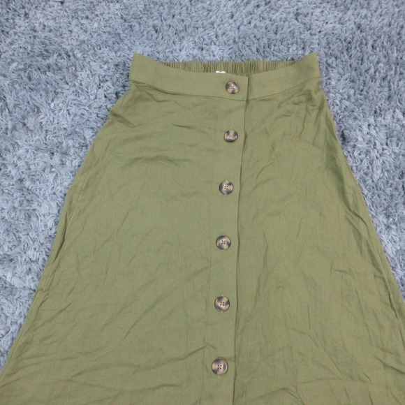 Market & Spruce Skirt Womens Medium Petite Green Button Front Midi Rayon NWT - Picture 2 of 16